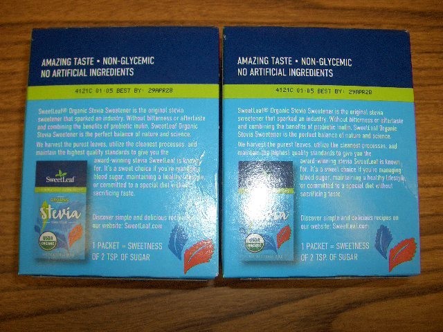 2 Boxes Sweet Leaf Organic Stevia Sweetener 70 Packets in each box Exp 4/29/2028