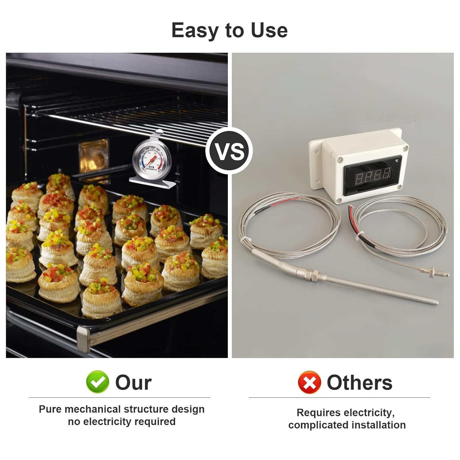 Oven Thermometer Stainless Steel Classic Stand Up Food Meat Temperature Gauge5-1