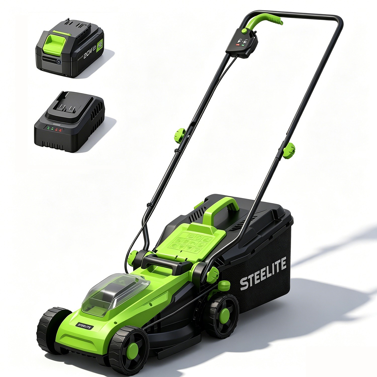 STEELITE 13″ Cordless Electric 21V Brushless Motor Lawn Mower with 4.0Ah Battery