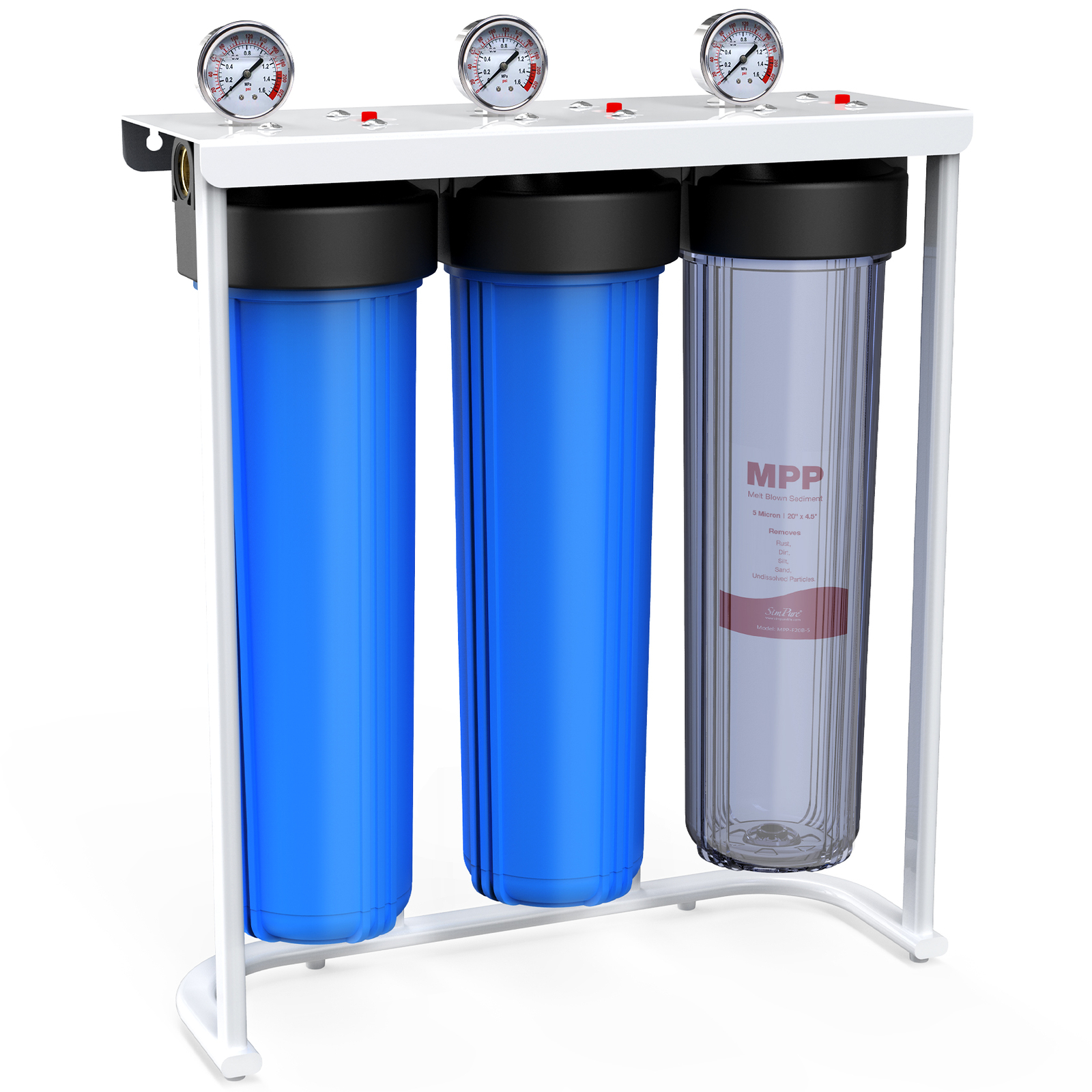 3Stage 4.5″x20″ Big Blue Whole House Water Filter System +1 Set Filter Cartridge