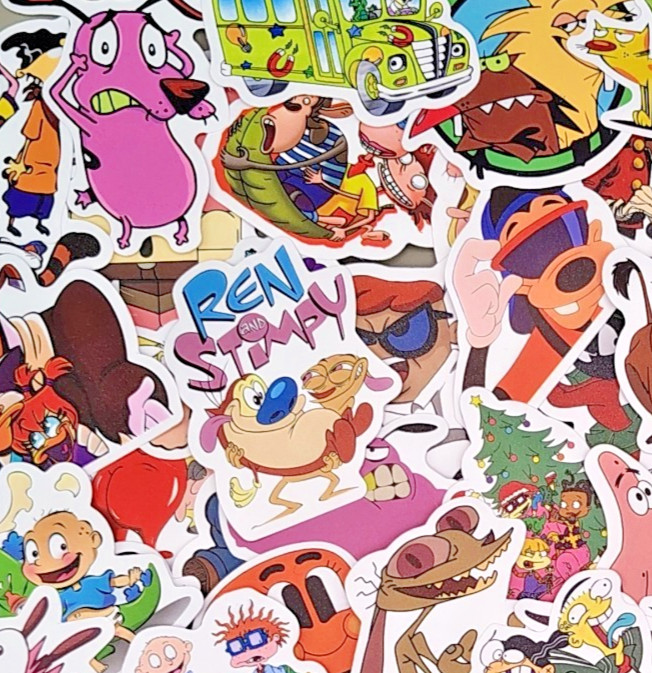 100 Pcs 90s Classic TV Cartoon Stickers Retro Y2K Decal Skateboard Laptop