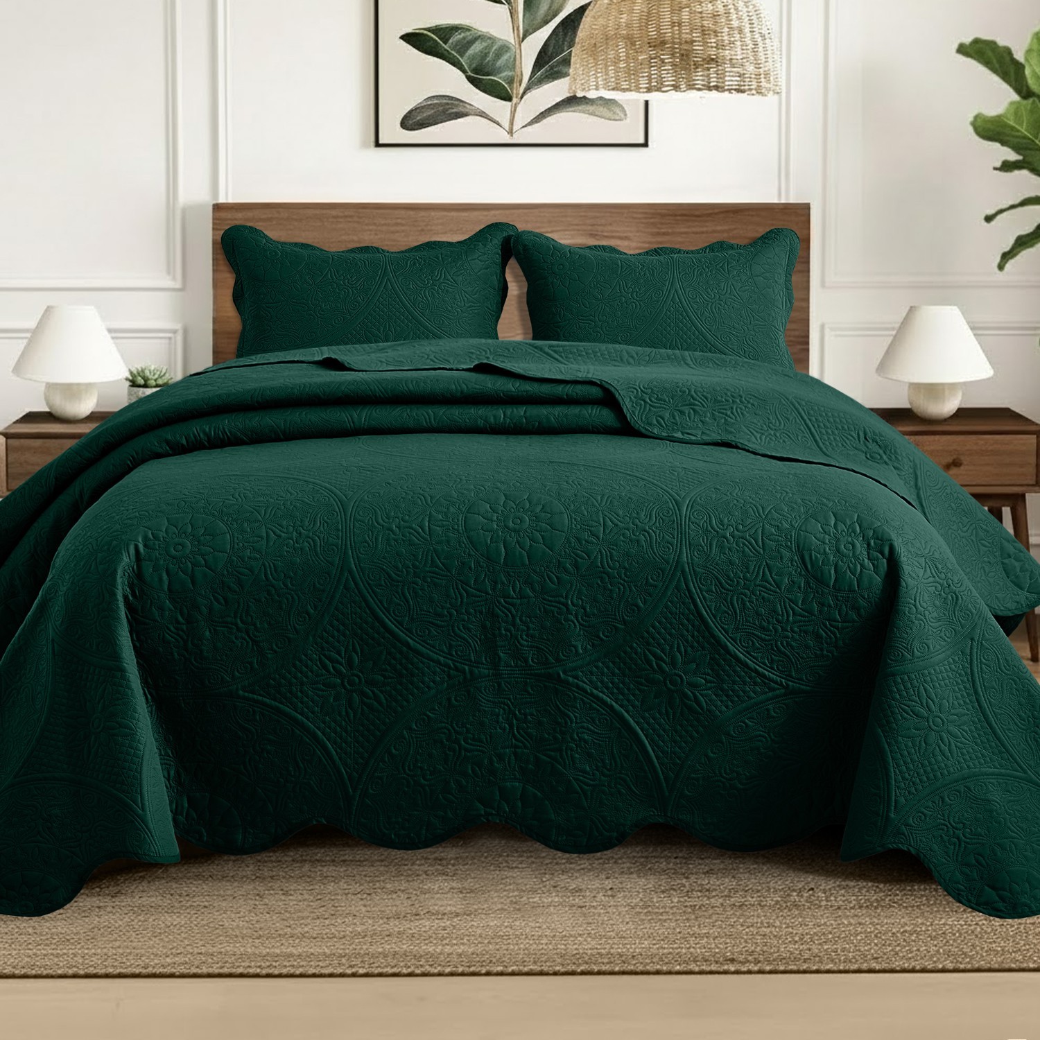 Luxury Bedspread Set 3 Piece Quilted Coverlet Bed Throw Queen King Size Bedding