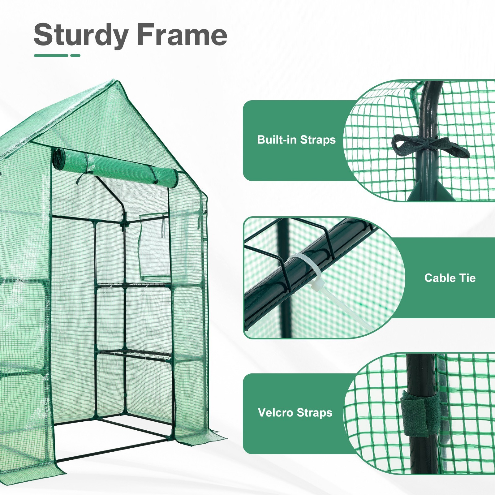 Portable Mini Walk-in Greenhouse 3 Tiers 6 Shelves Outdoor Green House PE Cover