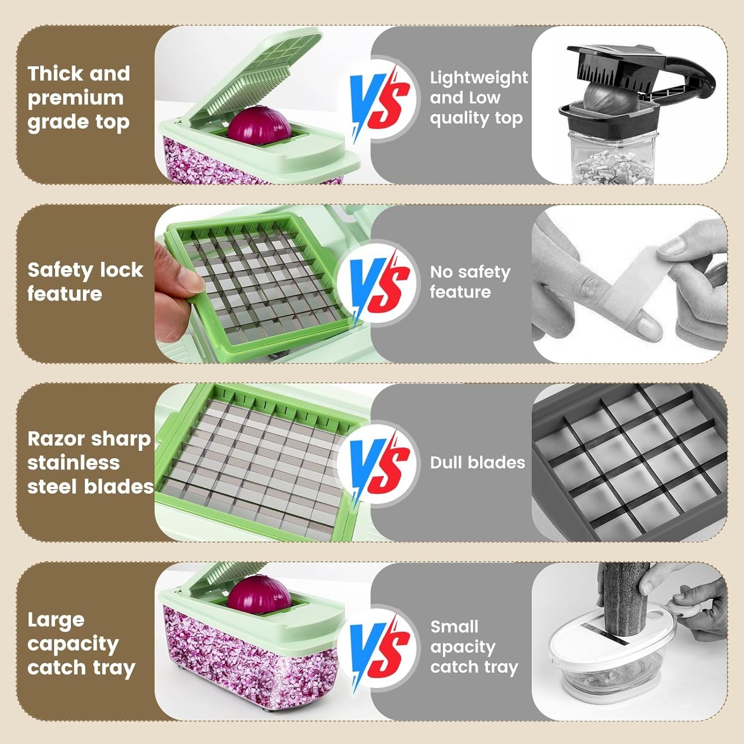 User-Friendly Onion Chopper with 8 Blades – Ideal for Healthy Cooking & Salads