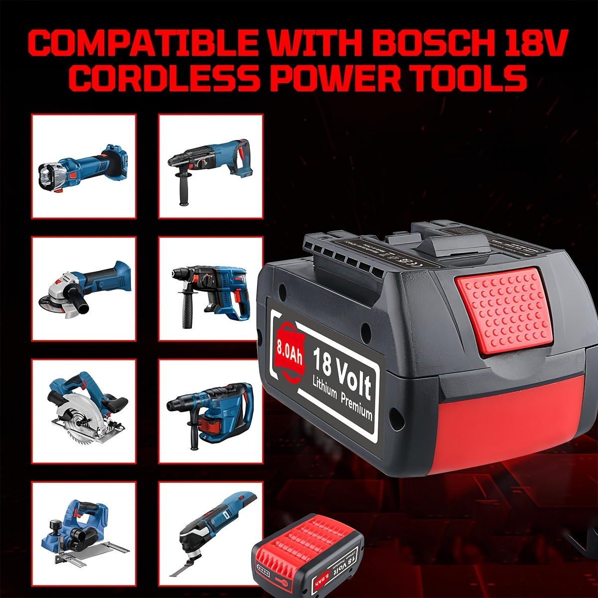 2PACK 18V Battery 18 VOLT 8.0AH Li-ion BAT609 BAT610G BAT618 24618-01 For Bosch