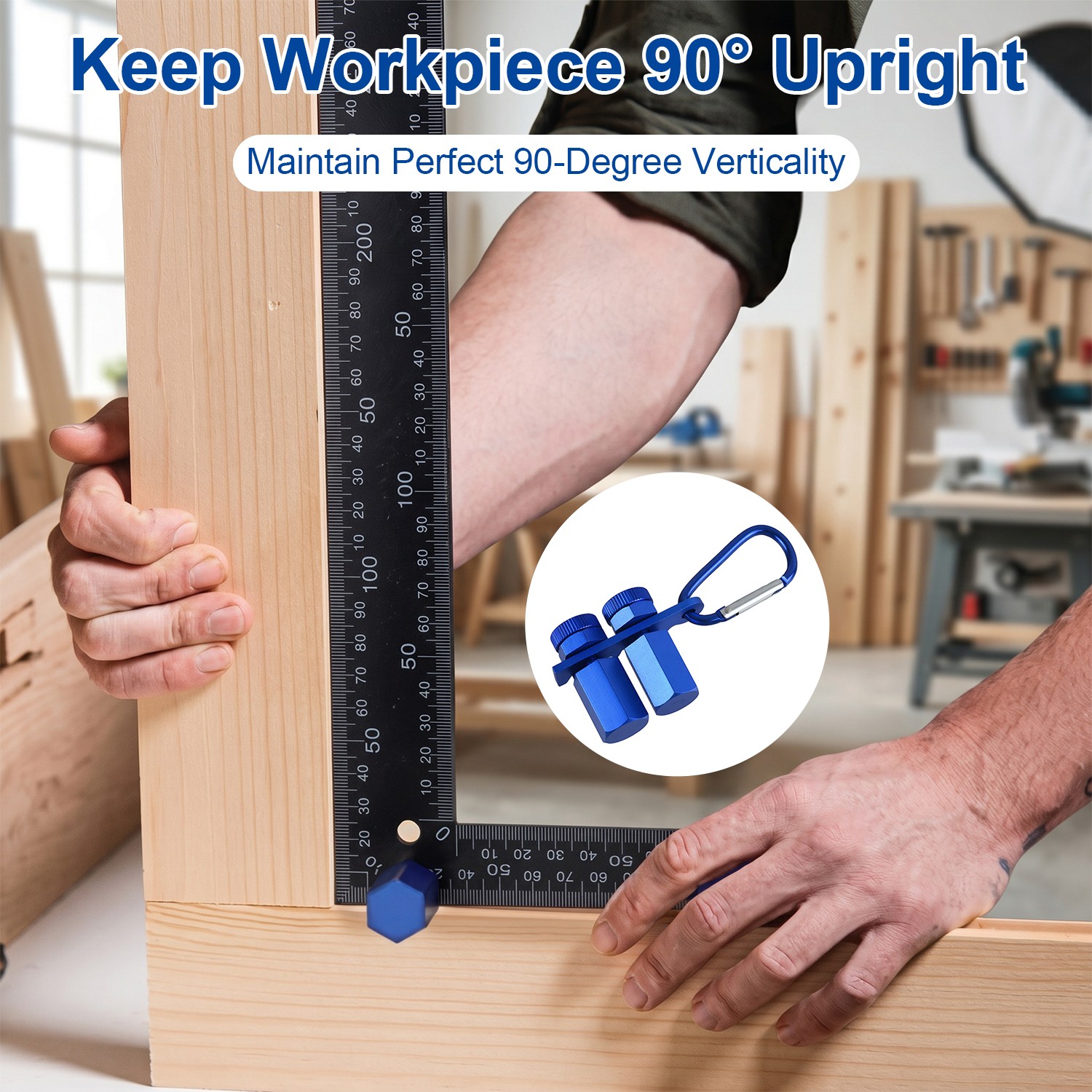 Tall Stair Gauges for Framing Square with Holder&Carabiner Knobs,Versatile Circu