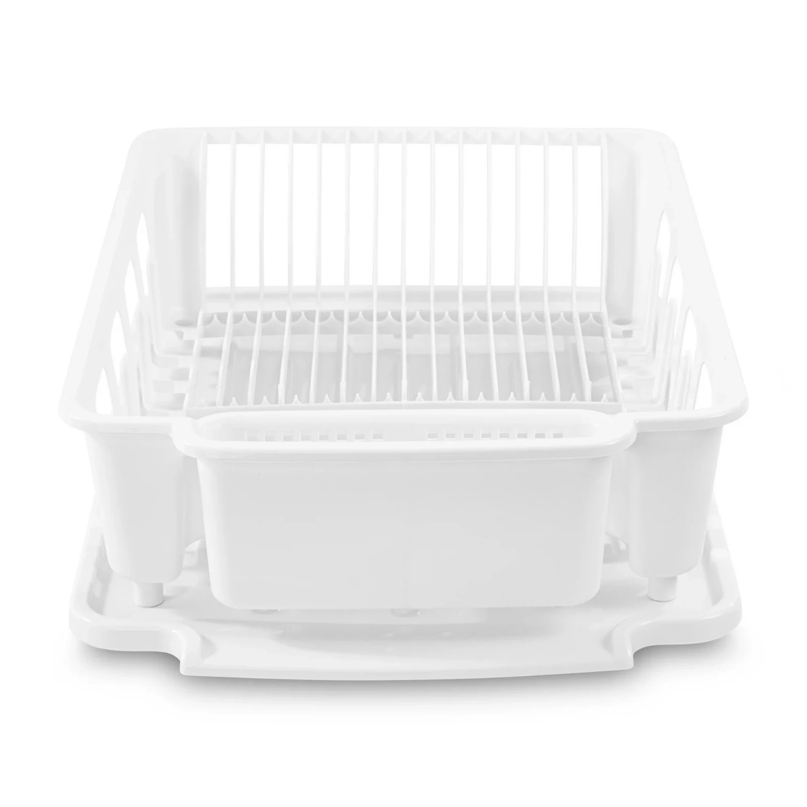 STERILITE 2-Piece Large Sink Set Dish Rack Drainer, White (18 L x 13 3/4″ W x 5