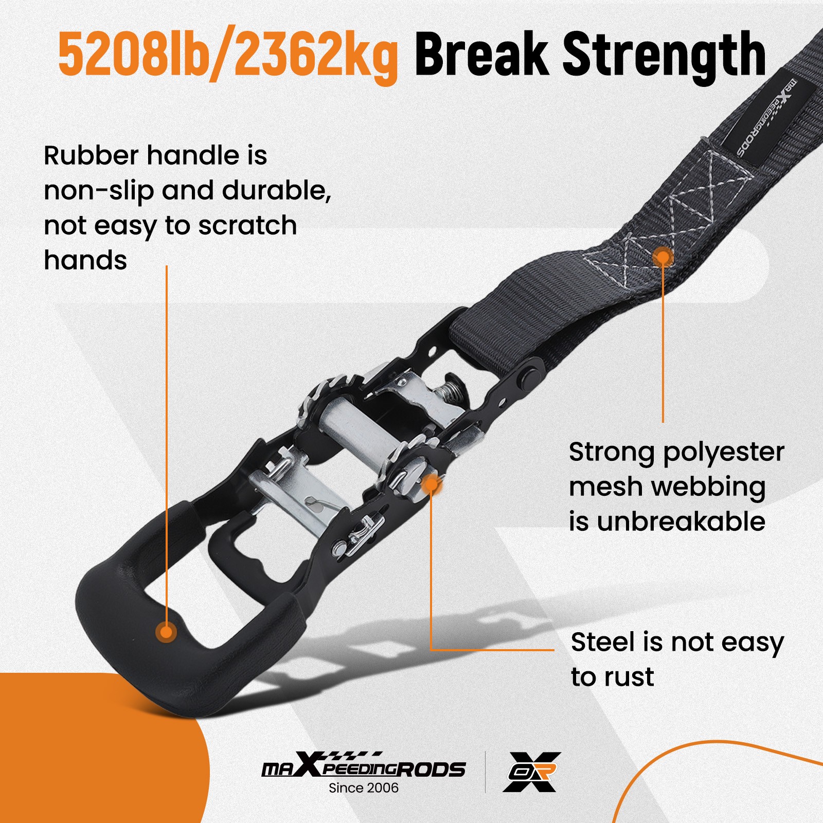 4 Pack Retractable Ratchet Tie Down Straps 1.6” x 8′ 5208 lbs Heaty Duty Black