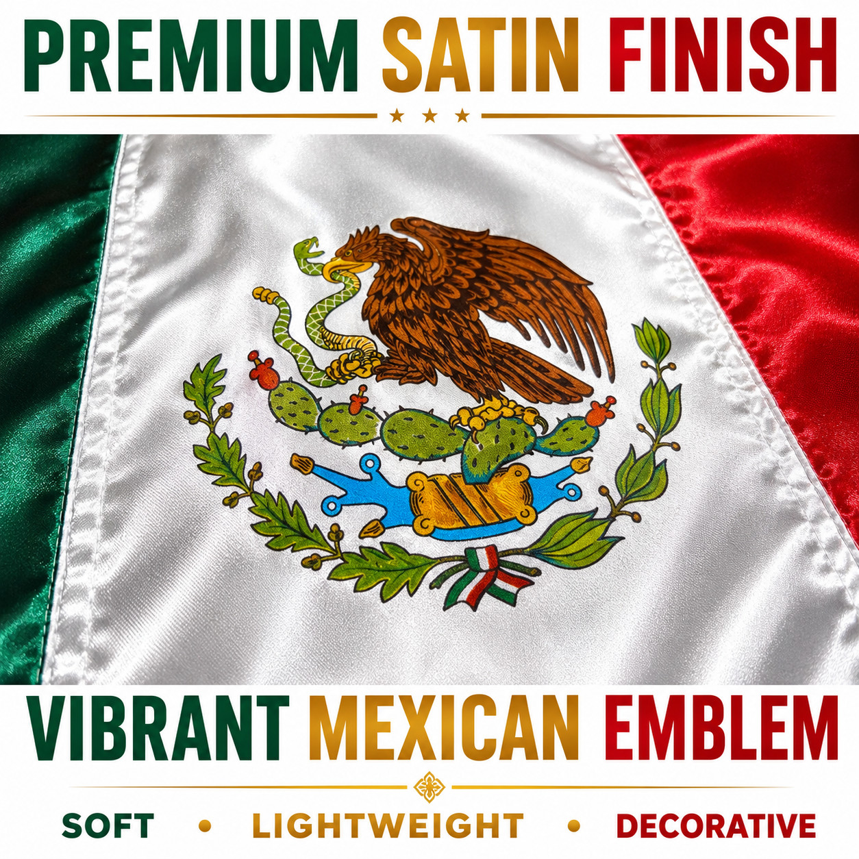Large Mexico Satin Flag 80×51 Patriotic Mexican Banner Made In Mexico
