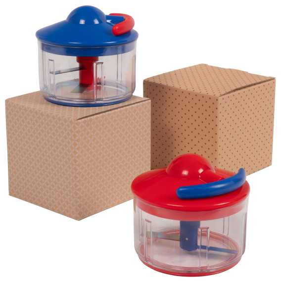 2-Pack: Kuhn Rikon 2-Cup Pull Chops Kitchen Chopper with Gift Boxes (Red/Blue)