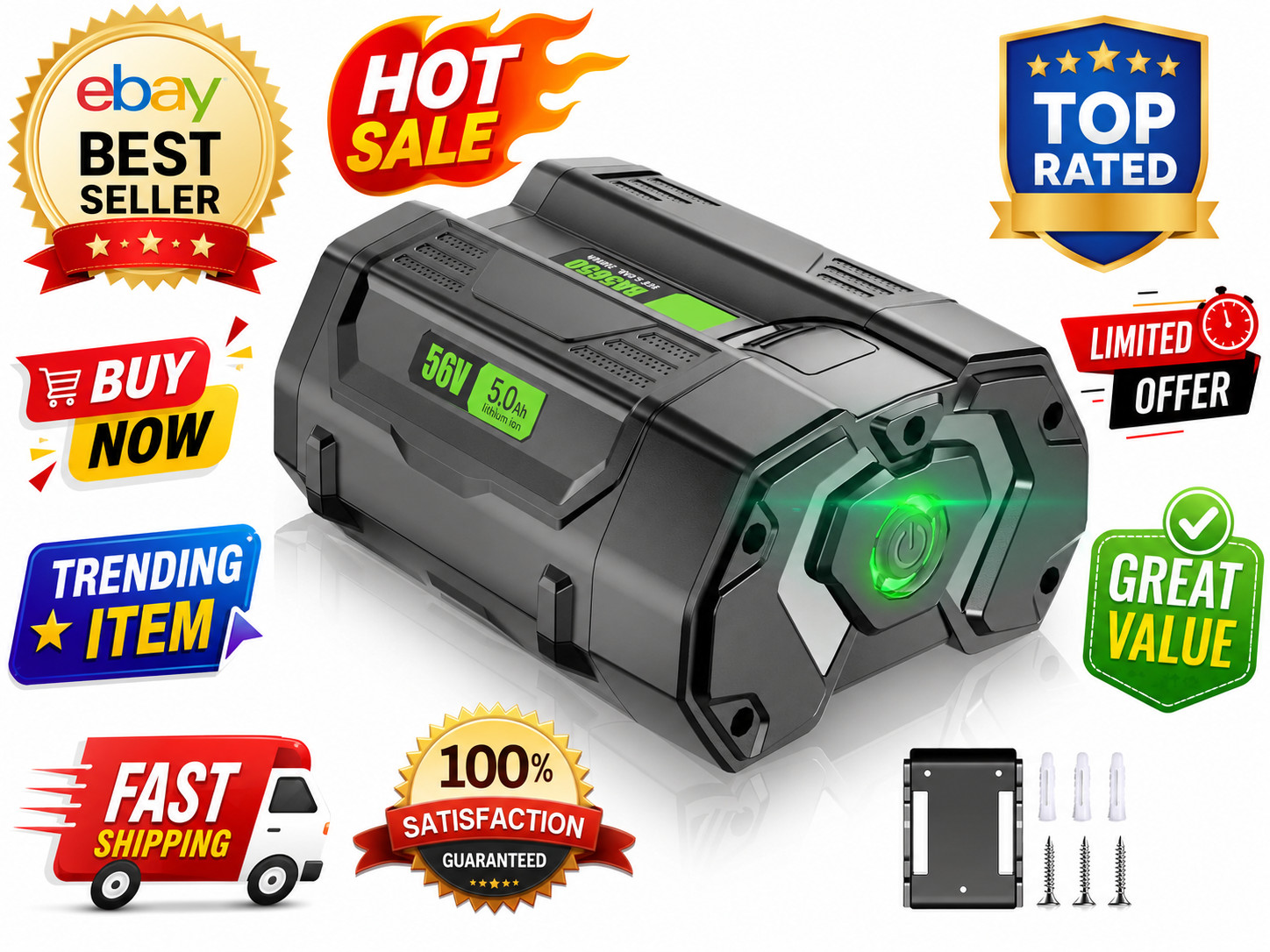 56V 5.0Ah Lithium Battery For EGO 56 Volt Power Tools BA2800 BA4200 BA1400 Cordl