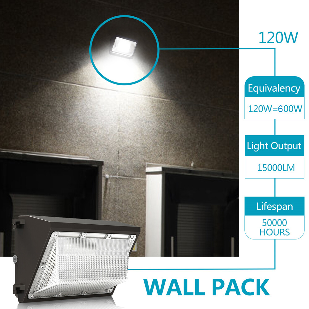 Outdoor LED Wall Pack Light 120W Industrial Wall Mount LED Light with Photocells