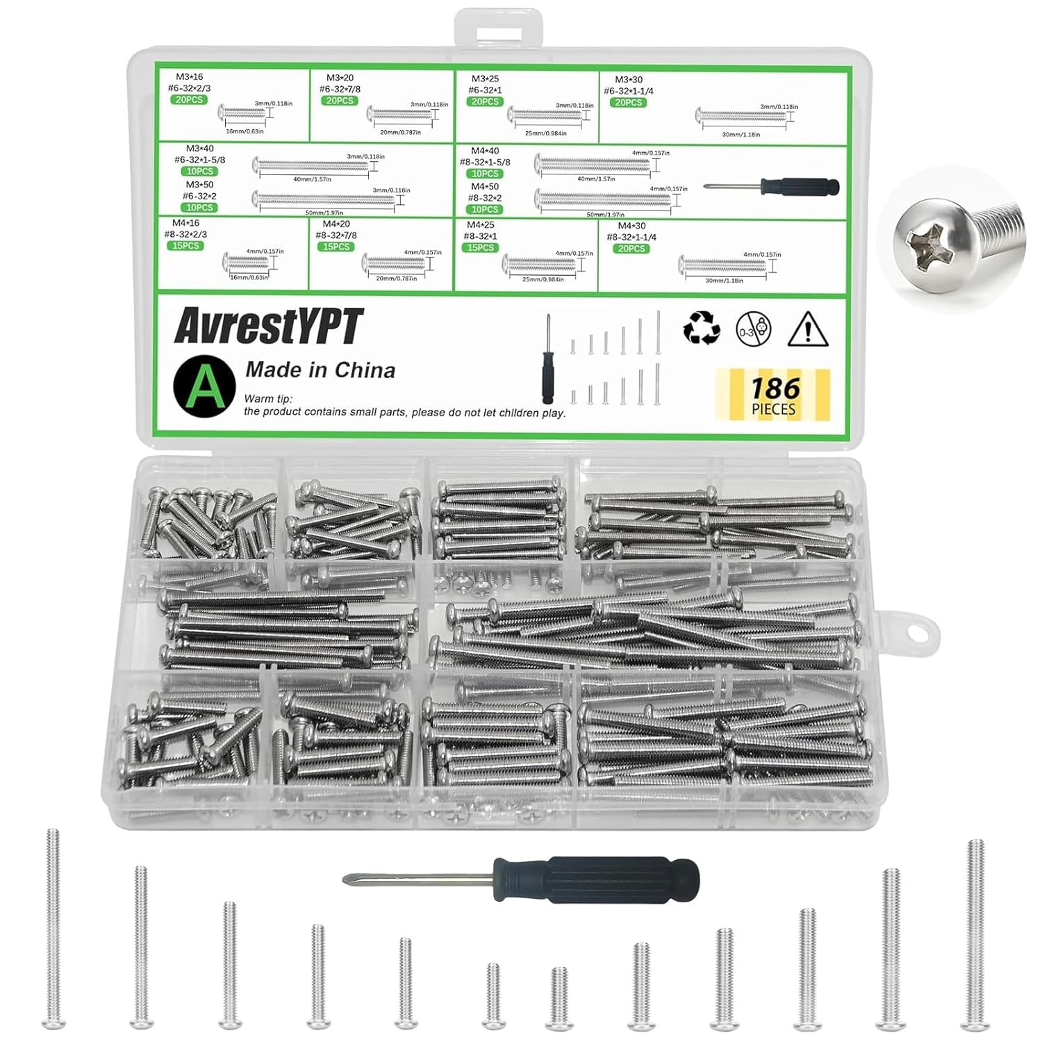 M2 M3 M4 M5 Screws Nuts Bolts & Washers Assortment Kit for 3D Print,DIY Projects