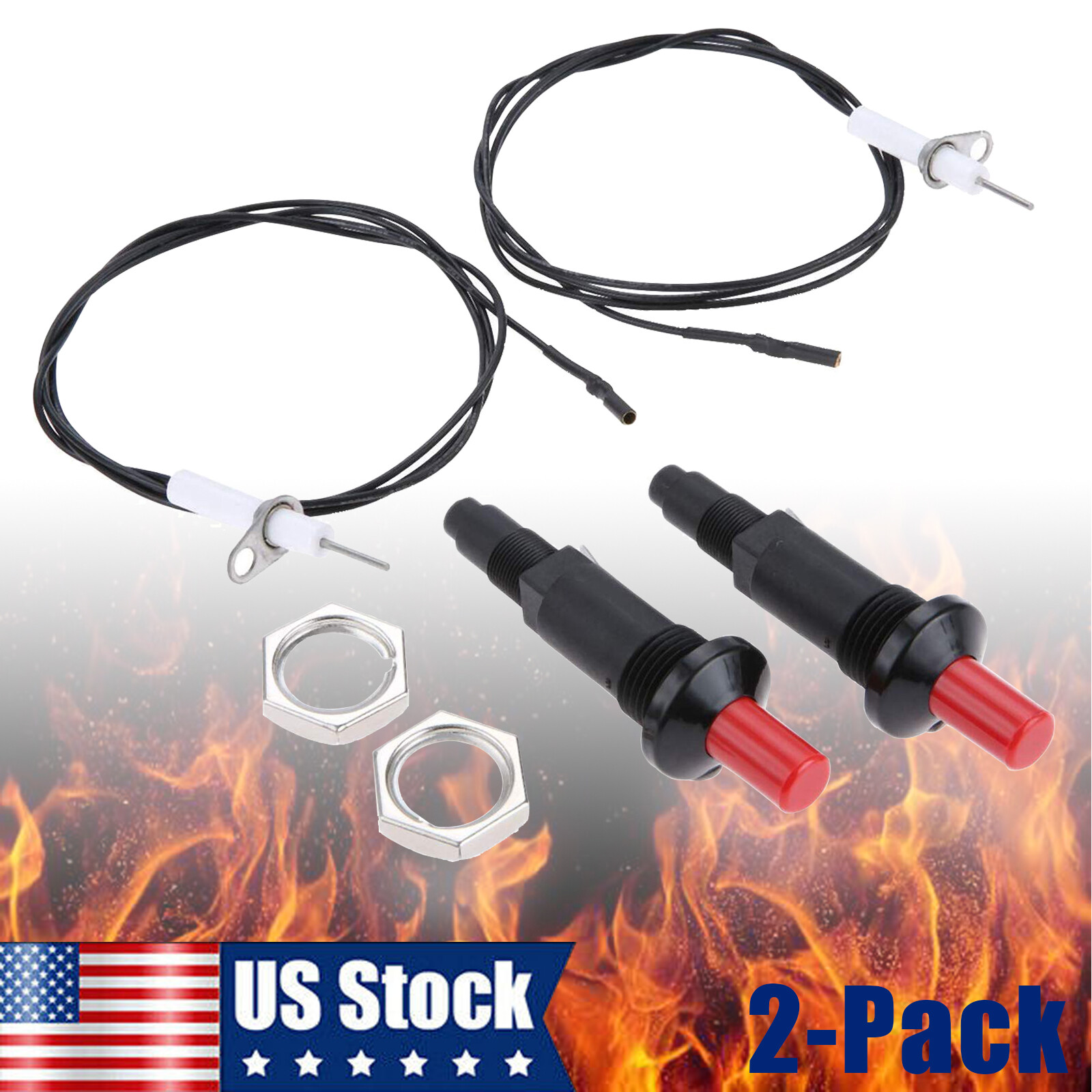 2-pack Universal Piezo Spark Igniter Push Button Gas Fireplace Grill BBQ Stove