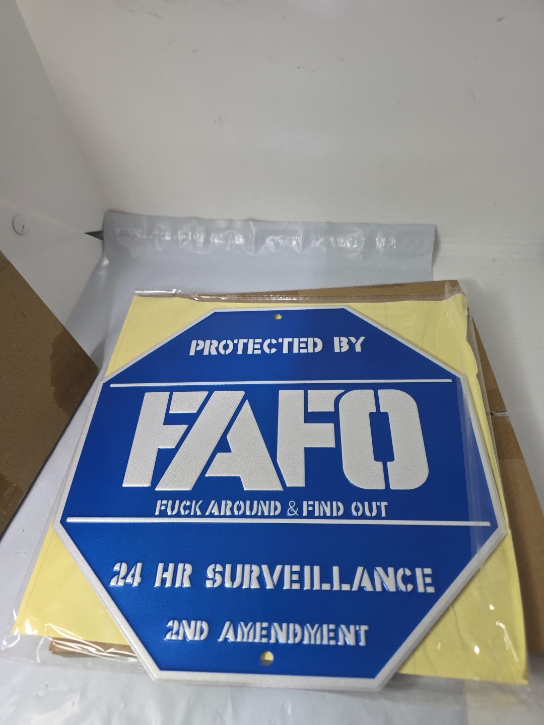 Protected by FAFO Reflective Funny Security Sign. 10″ X 10″. B