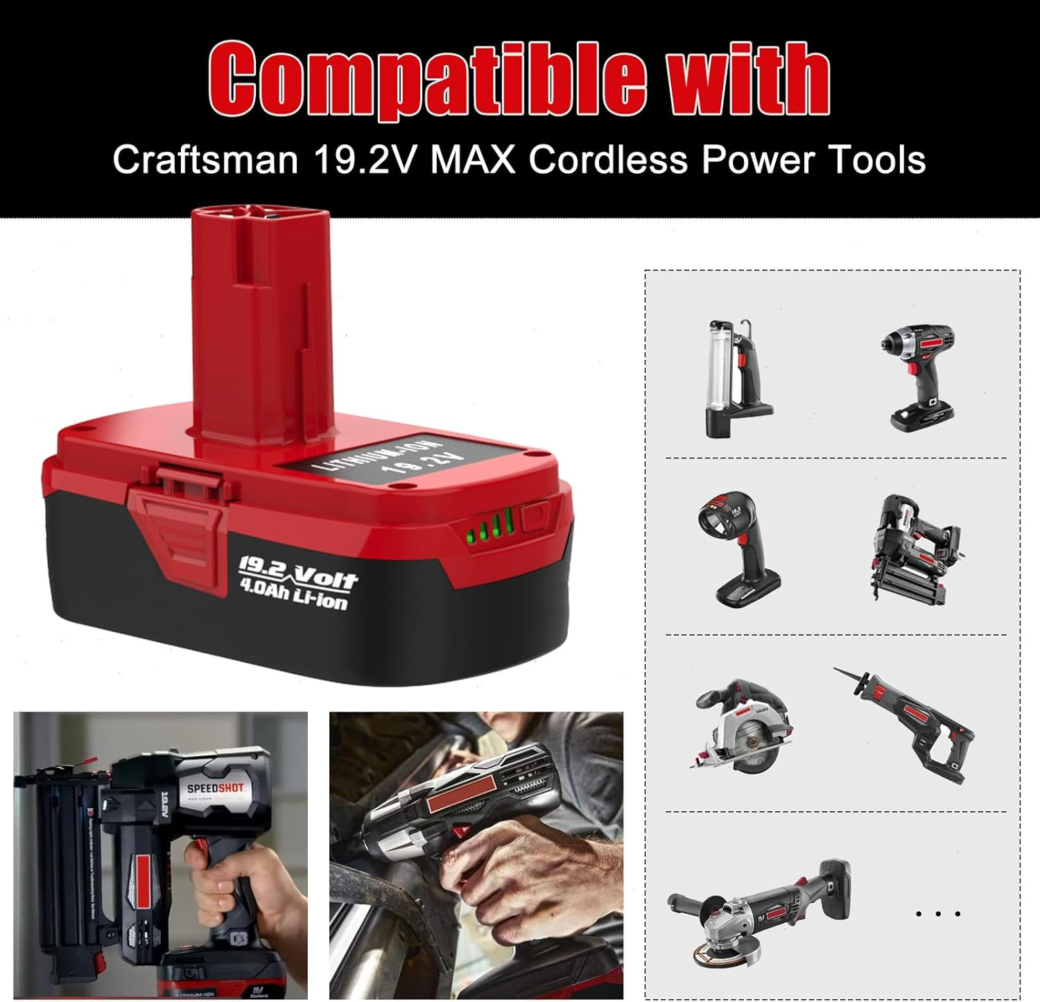 2Pack 4.0Ah For CRAFTSMAN 19.2 VOLT C3 LITHIUM-ION DIEHARD BATTERY 315.PP2011