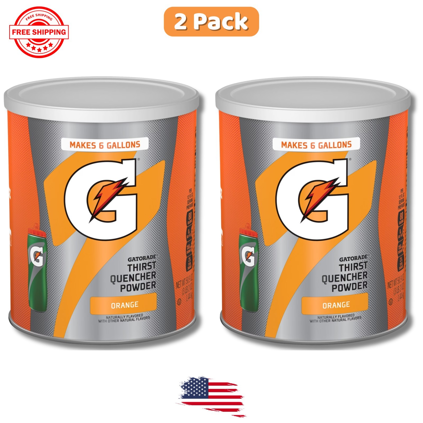 Gatorade Thirst Quencher Powder, Orange Flavor, 50.9 Ounce, Pack of 2