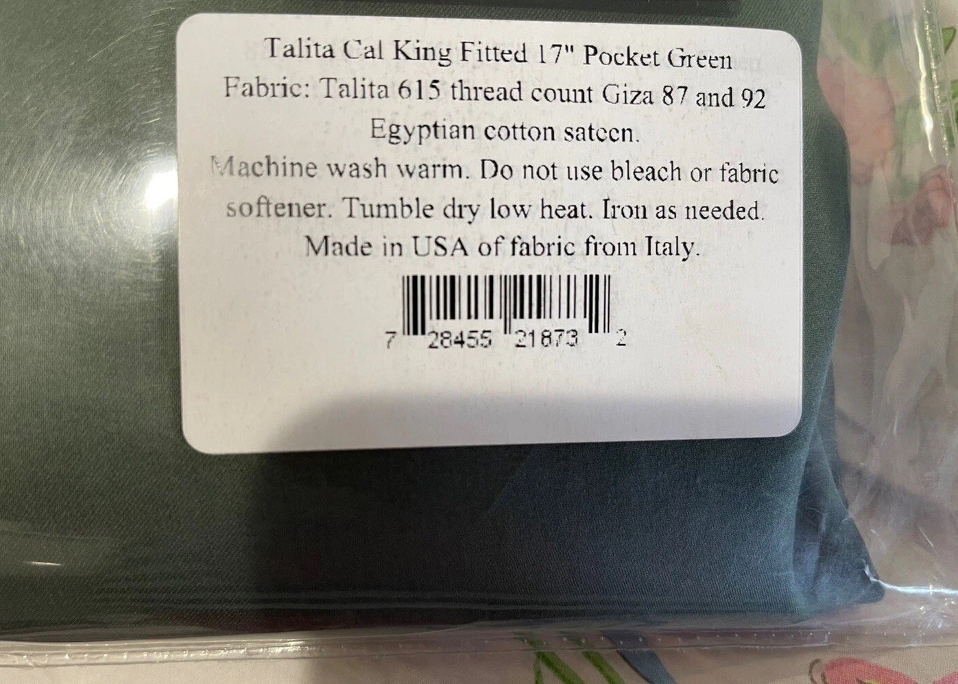 $426 Matouk Italy 1pc Cal King 17” Fitted Giza-87 Cotton Sateen Talita (2) Sold