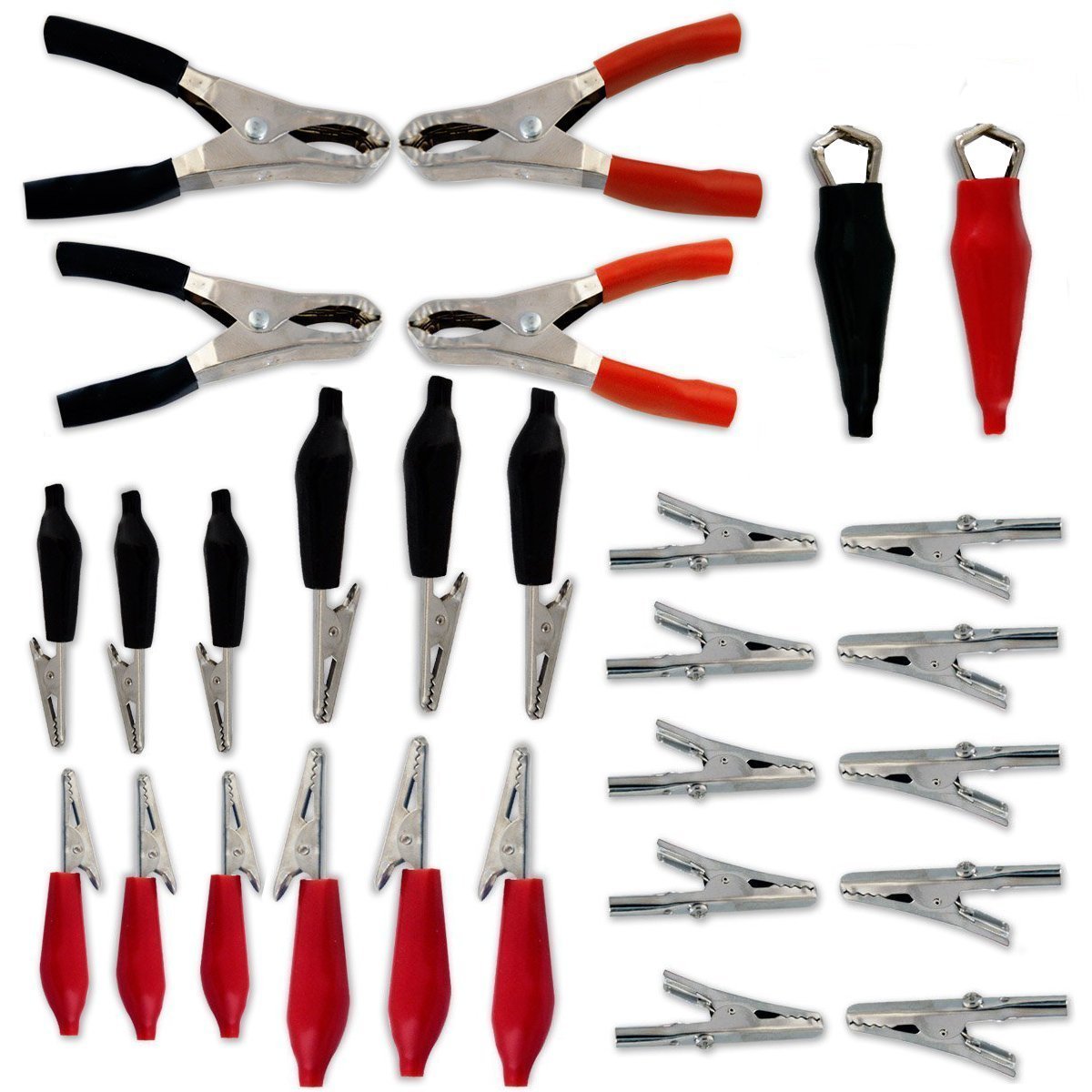 28pc Electrical Alligator Clips Assortment Kit Clamps