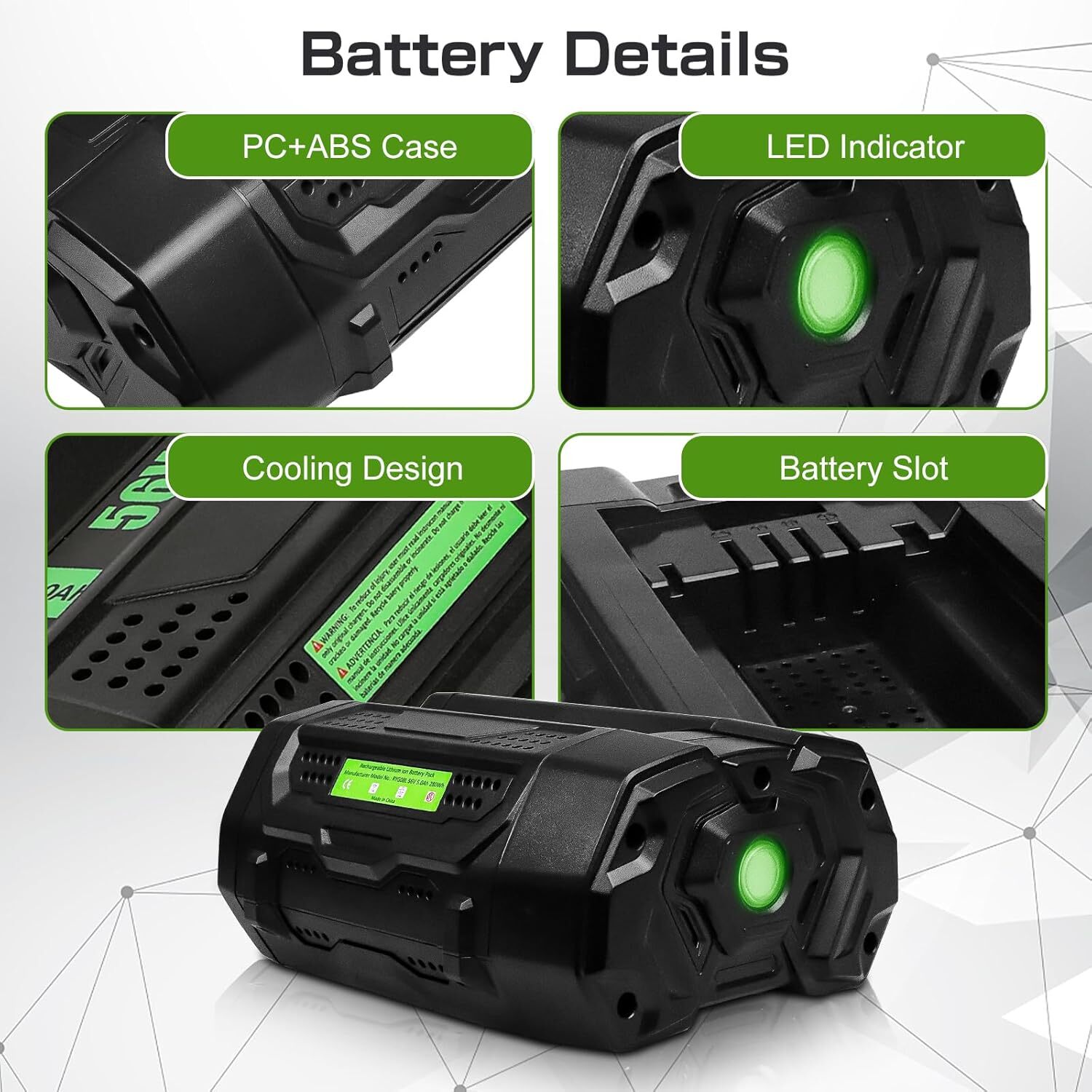 Lithium Battery for EGO BA2800 BA4200 BA4200T BA1400 BA1400T BA2240 7500mAh 56V