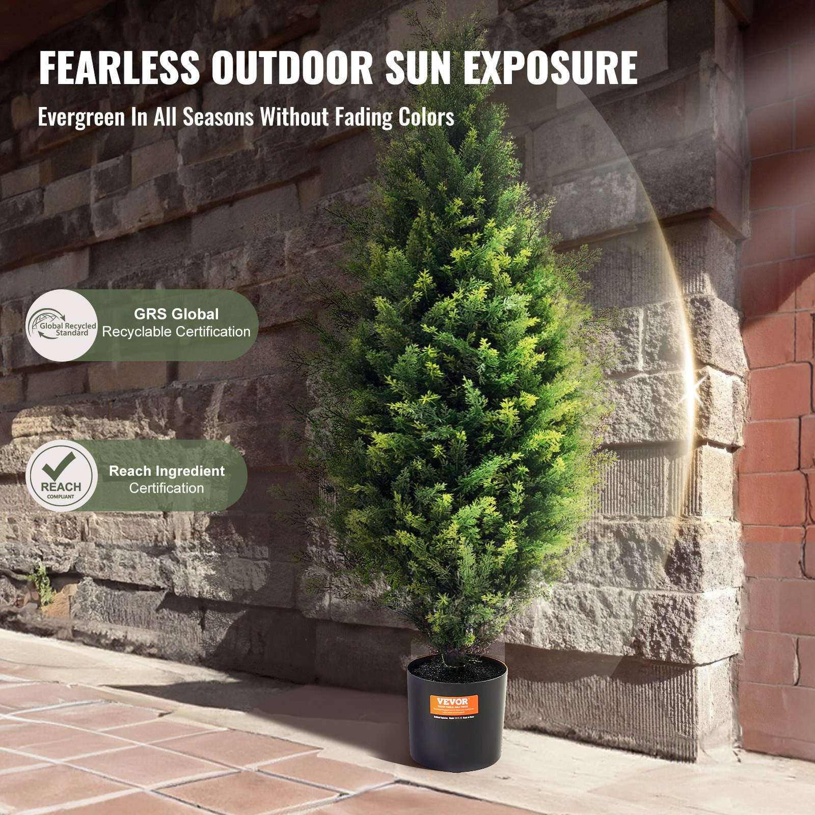 VEVOR Artificial Cedar Topiary Tree, 36 inch Tall (2 Pieces), with Extra Leaves