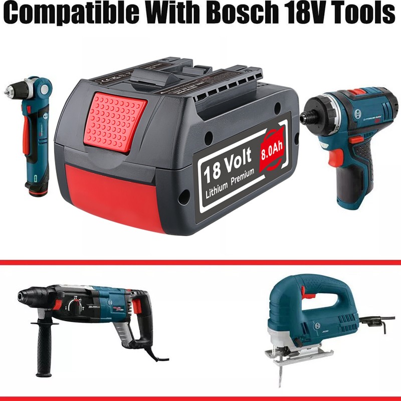 2x 8.0Ah 18V Battery BAT609 Li-ion Battery Drill Fit BAT610 Power Tool for Bosch