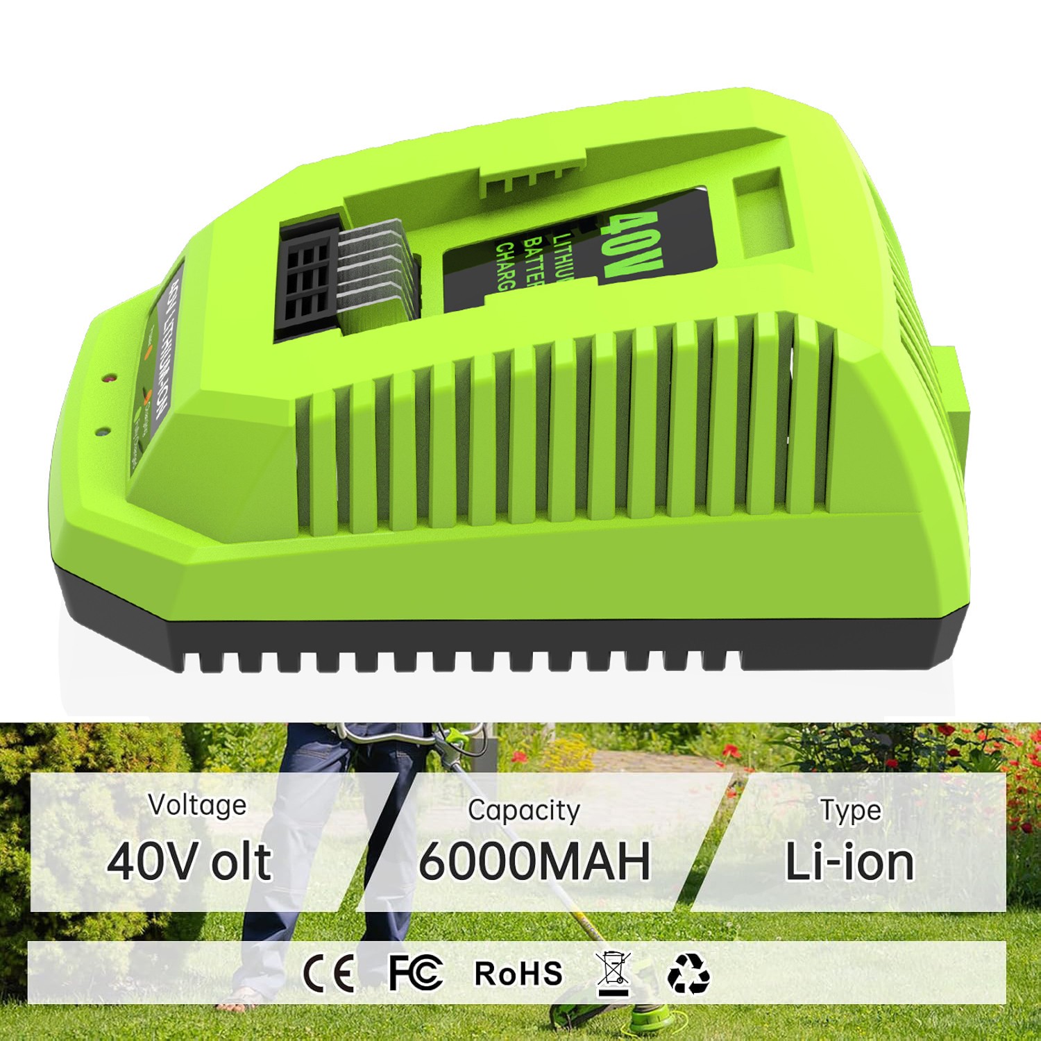 40V Lithium Ion Battery Fast Charger for Greenworks G-MAX 40volt 29462 29472