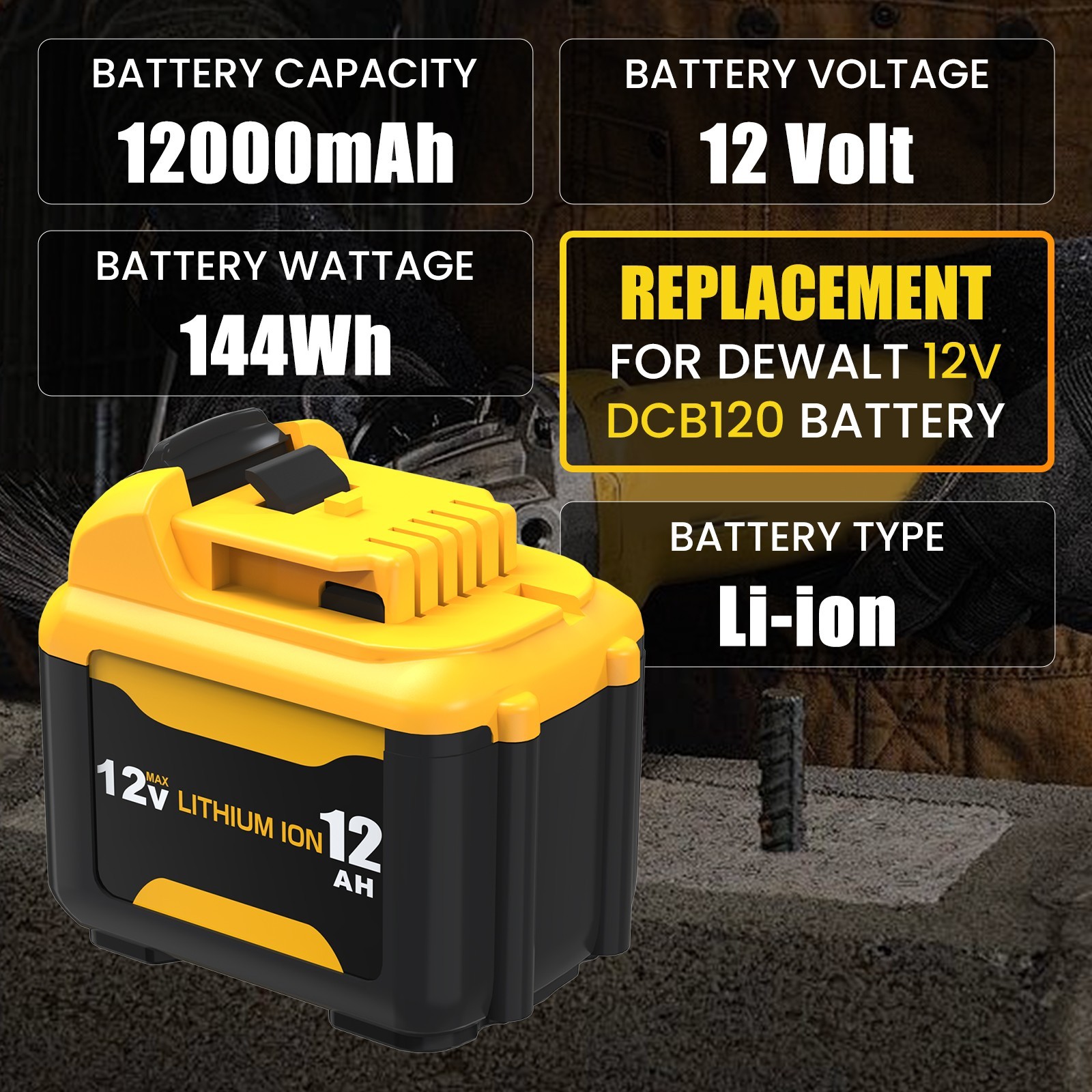 1~4PACK For Dewalt DCB126 12.0Ah 5.0Ah 12V 12Volt Max Lithium Ion Battery Li-ion