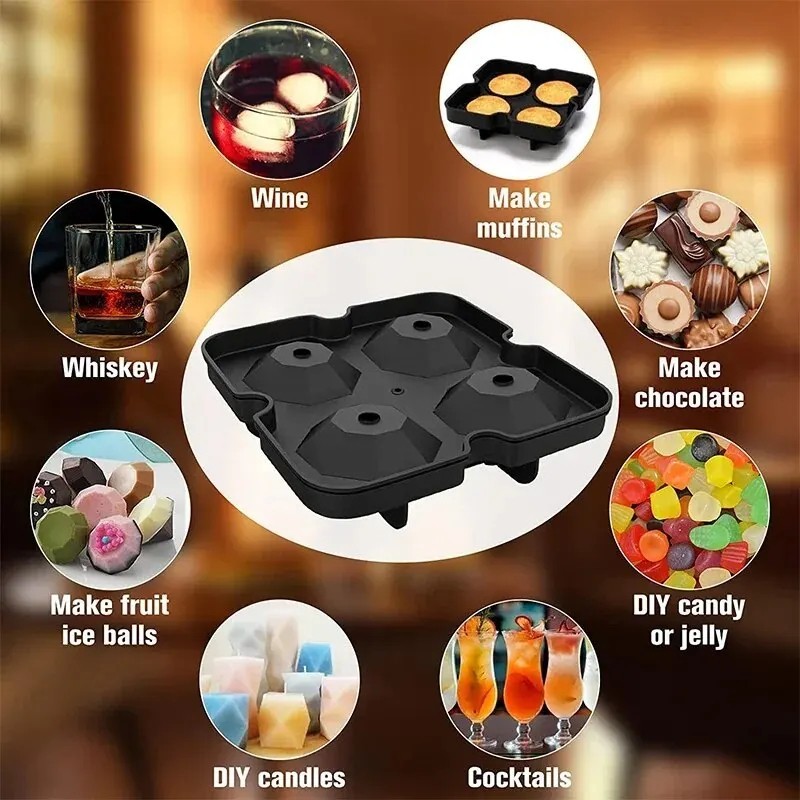 1pc Ice Cube Trays Silicone Ice Cube Molds for Freezer with Lid Reusable Whiskey