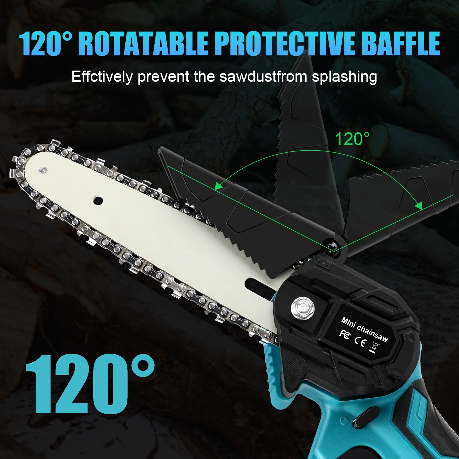 6″ Electric Mini Chainsaw Cordless Handheld Saw 2 Battery + 2 Chains for Makita