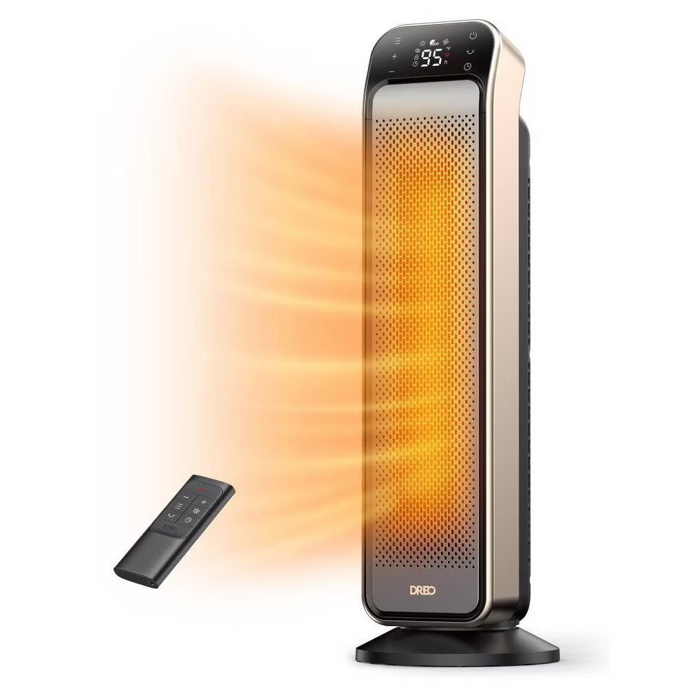 DREO 1500W PTC 25” Space Heater Solaris Max Silver and Gold