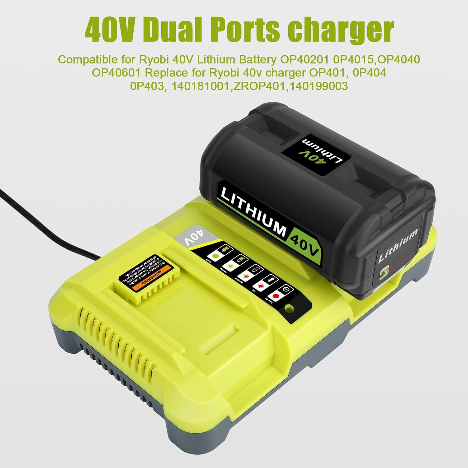 6.0Ah 40V Battery For Ryobi 40 Volt Lithium OP4060 OP40261 / OP401 Dual Charger