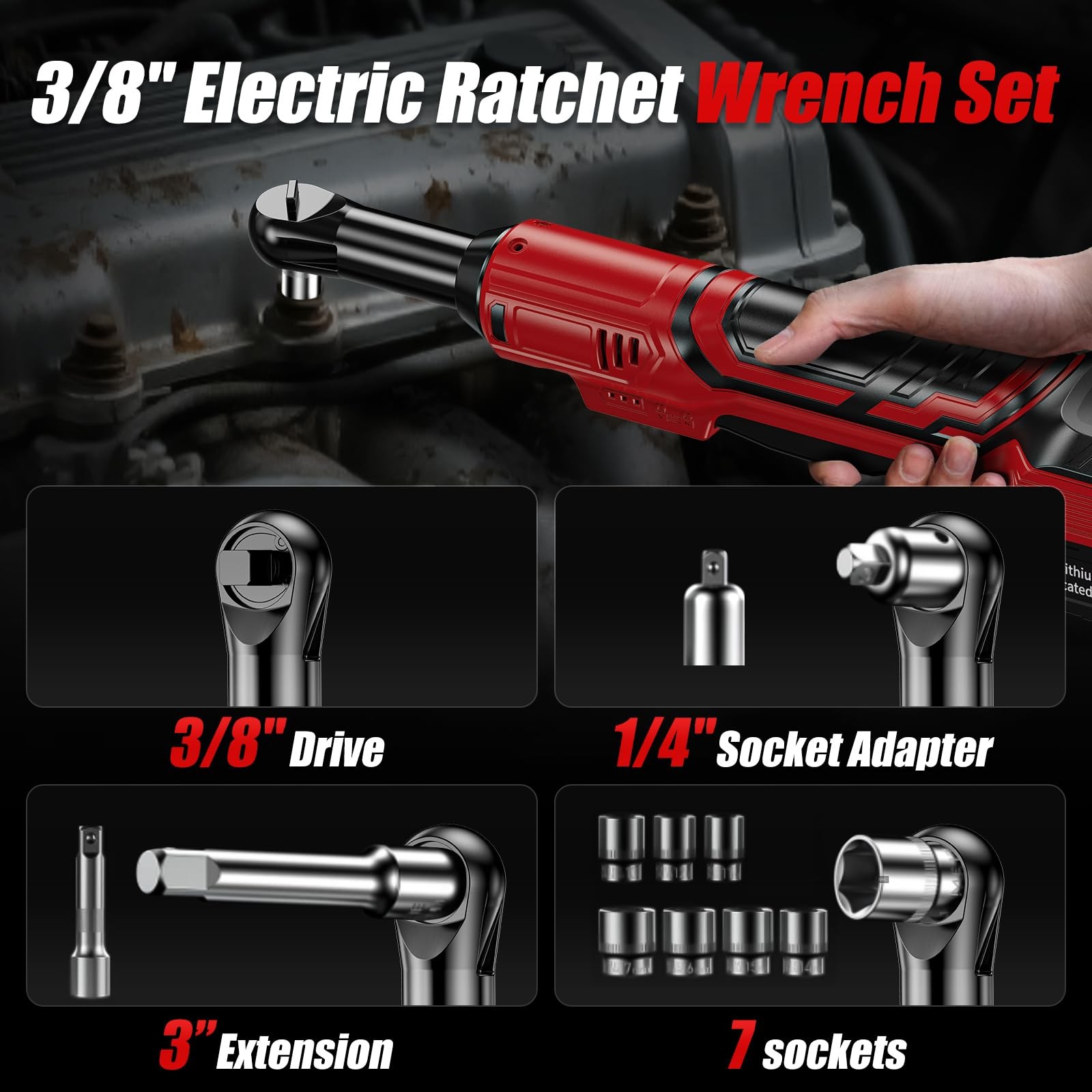 DEVTBLUN 21V Electric Ratchet Wrench Set,60FT-LBS (80N.m) Extended Cordless