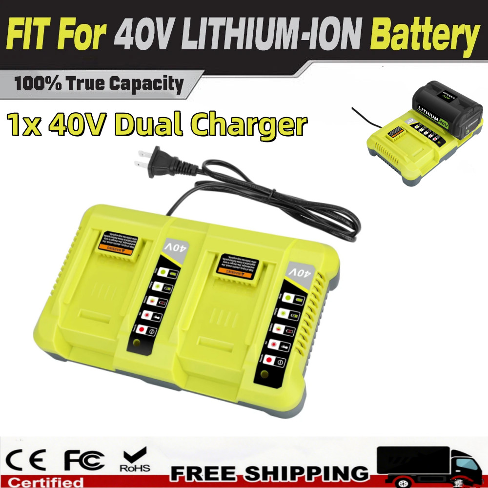 OP401 40V Dual Fast Charger – For Ryobi OP4026 OP4050A OP40601 OP4030 Battery