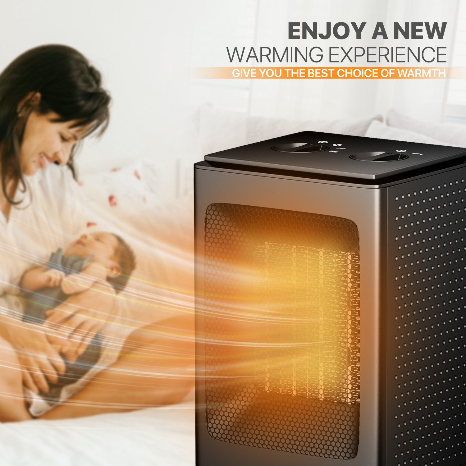 [LCD SCREEN+HANDLE] Electric Space Heater Adjustable 1500W Coil Heating Fan Home