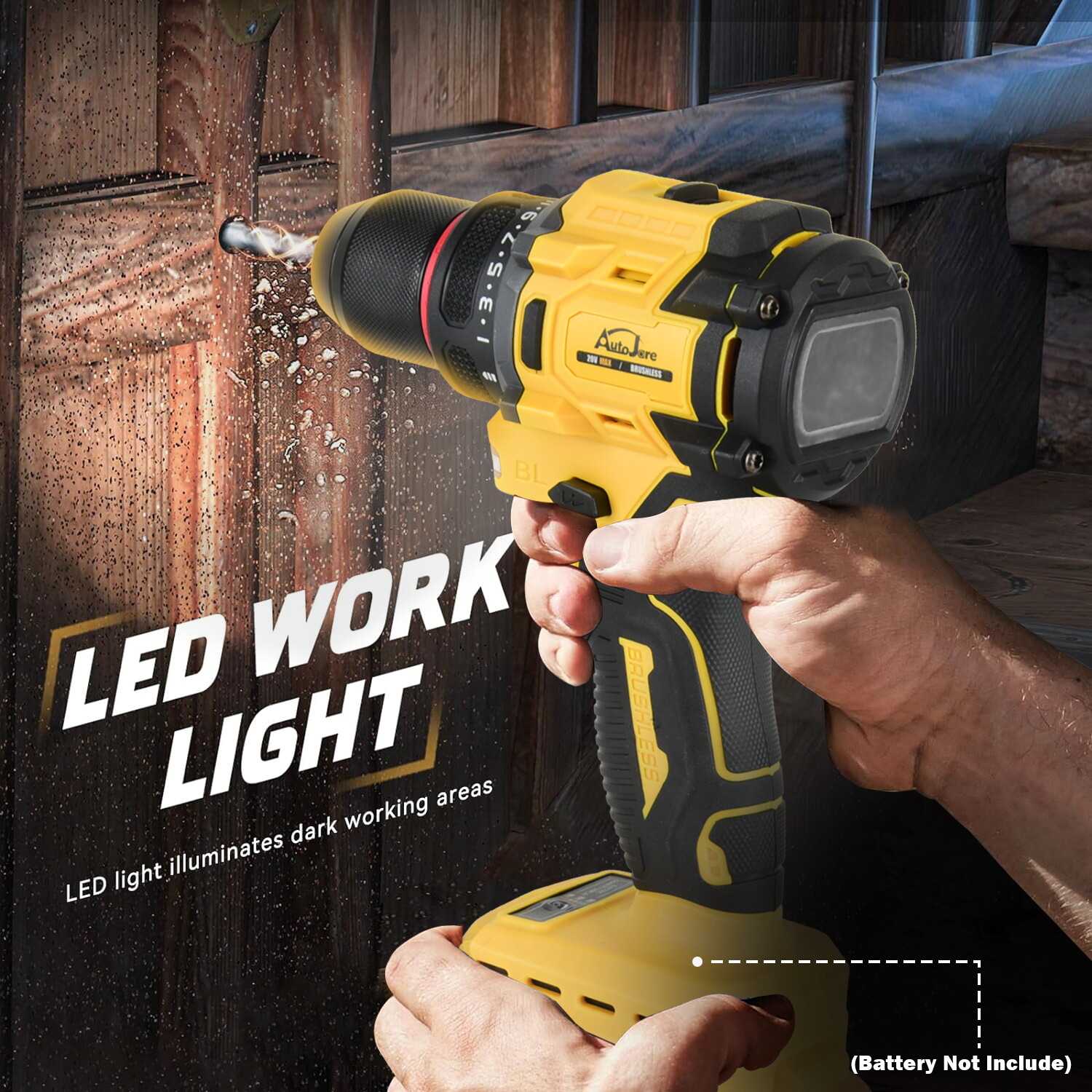 Cordless Brushless 3/8 in. Drill Driver for Dewalt 20V Max Battery TOOL ONLY