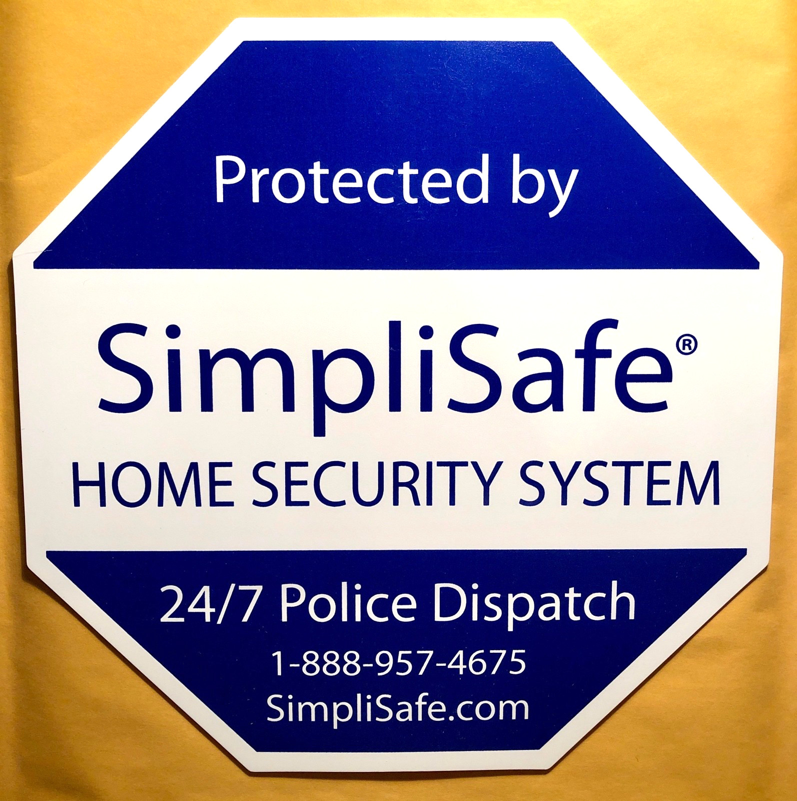 SimpliSafe Home Security System Original Octagonal Window/Yard Sign – BRAND NEW