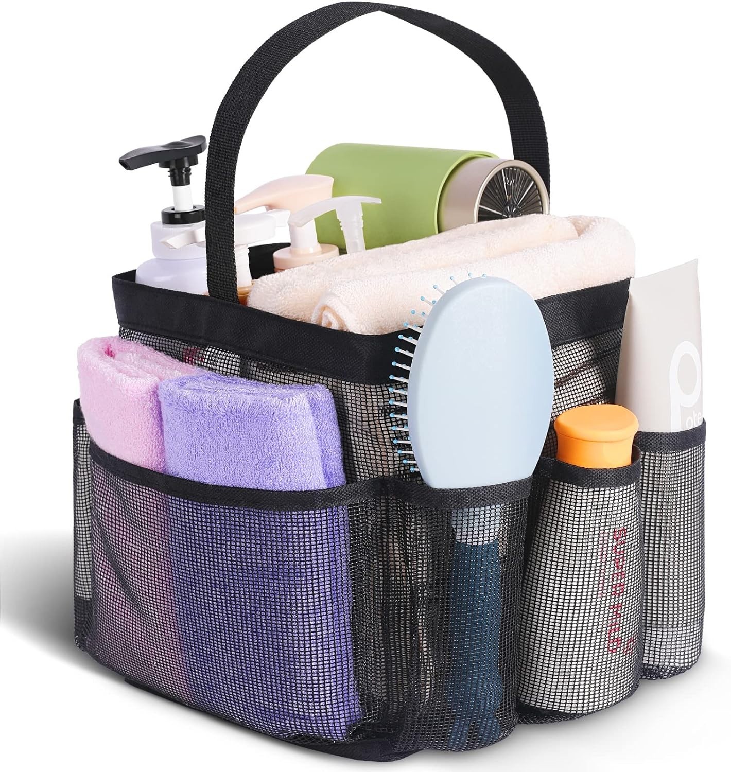 All Black Portable Shower Caddy – Large Capacity for Travel & Outdoor Adventure