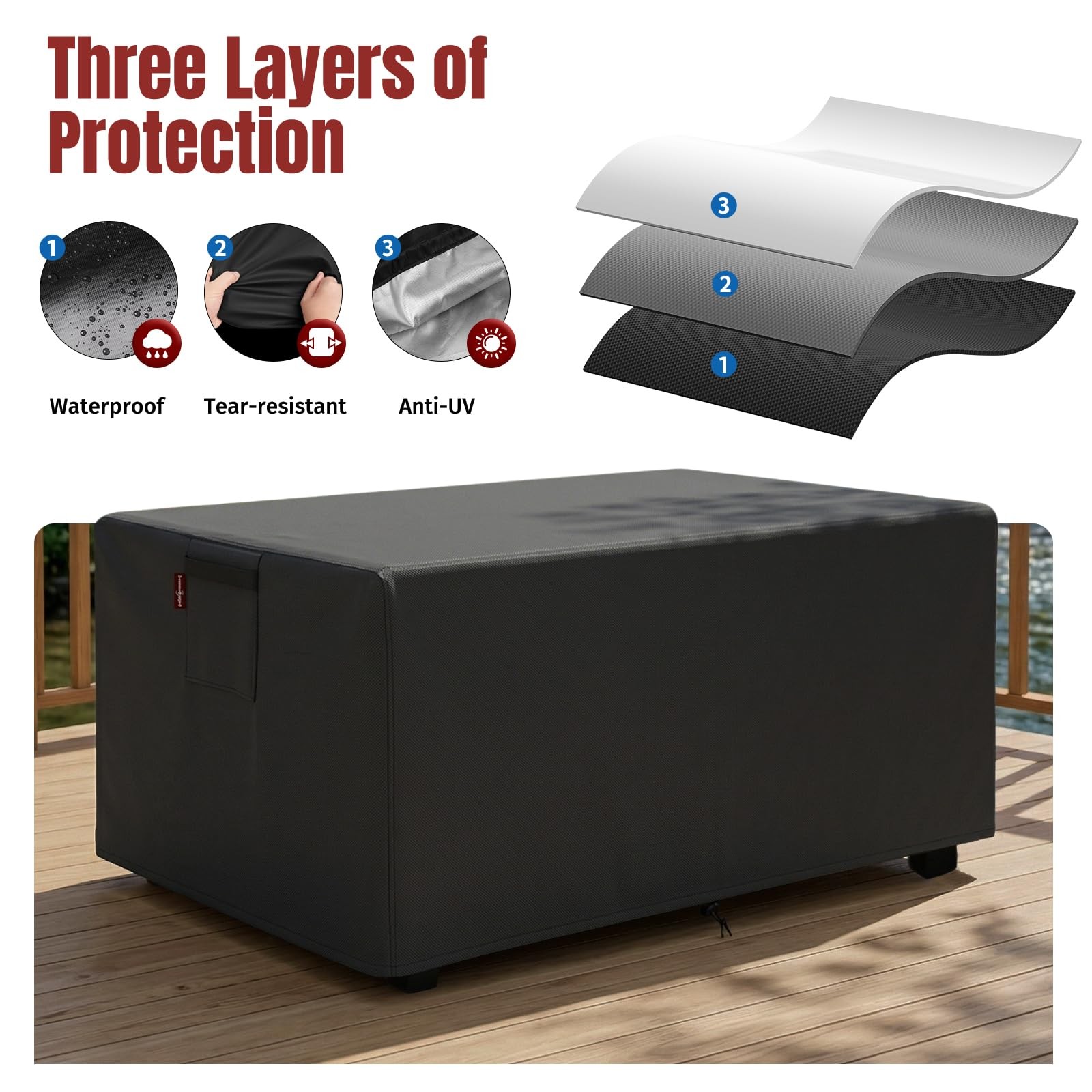 48″ Fire Pit Cover Rectangular Waterproof Heavy Duty Outdoor 48×28×24Inch 420D