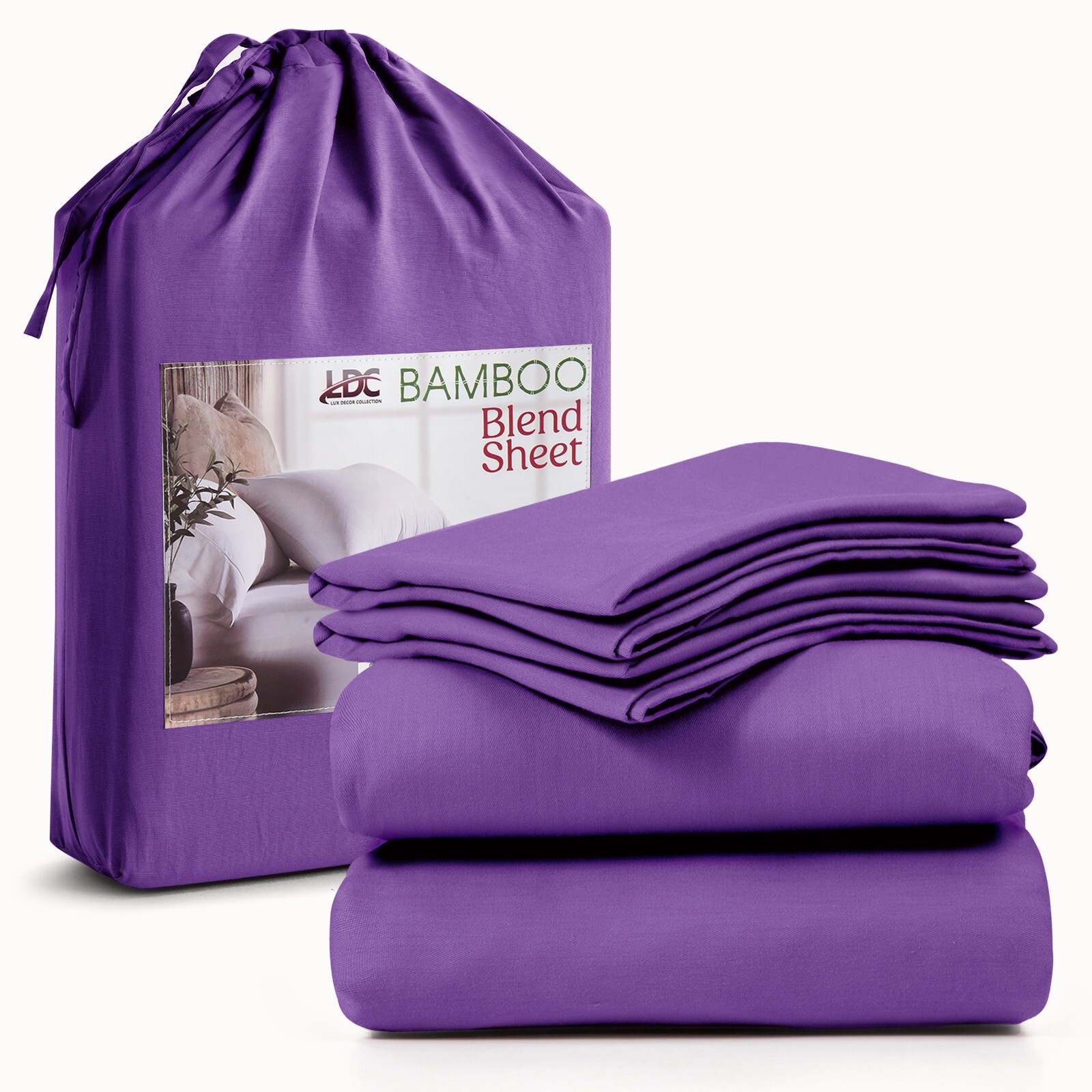 4-Piece Premium Bamboo Bed Sheet Set Deep Pocket Breathable Soft Bamboo Sheets