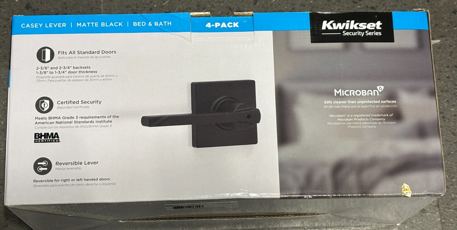 8X Kwikset Casey Privacy Locking Door Bed & Bath Handle Matte Black 93002-068