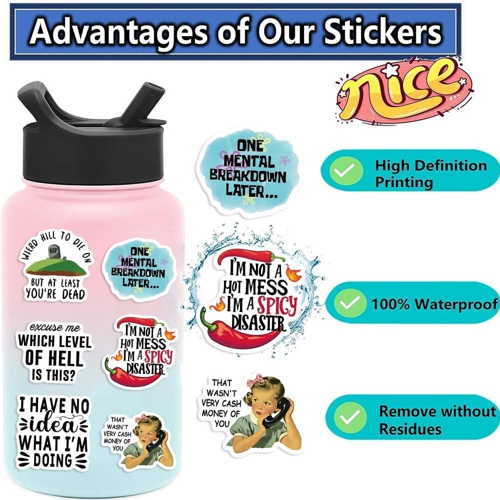 50Pcs Funny Adults Stickers Bulk, Prank Meme Sticker for Kids Teens Adults, S…