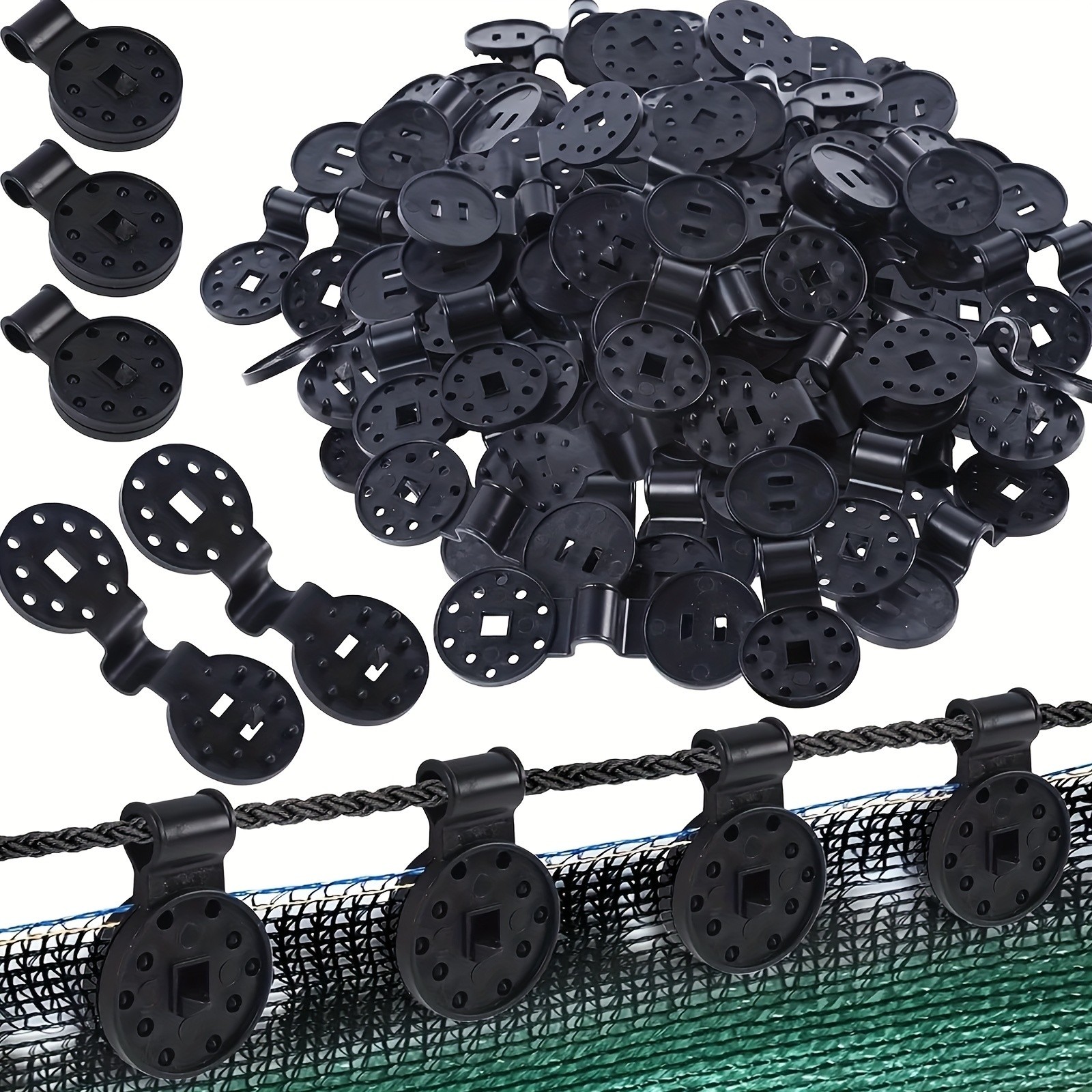 100PCS Black Plastic Net Clips – For Shade Cloth & Garden Netting Fixing