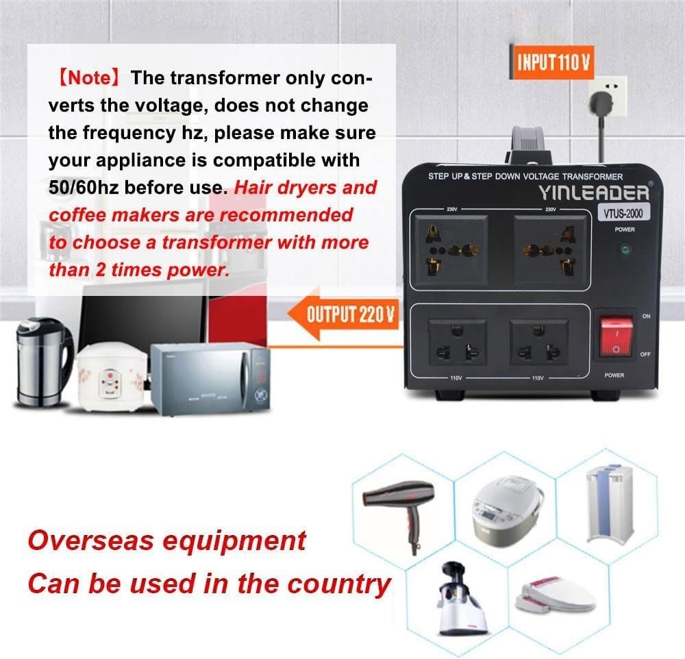 2000W Voltage Converter Transformer – 110V-220V & 220V-110V Dual Direction