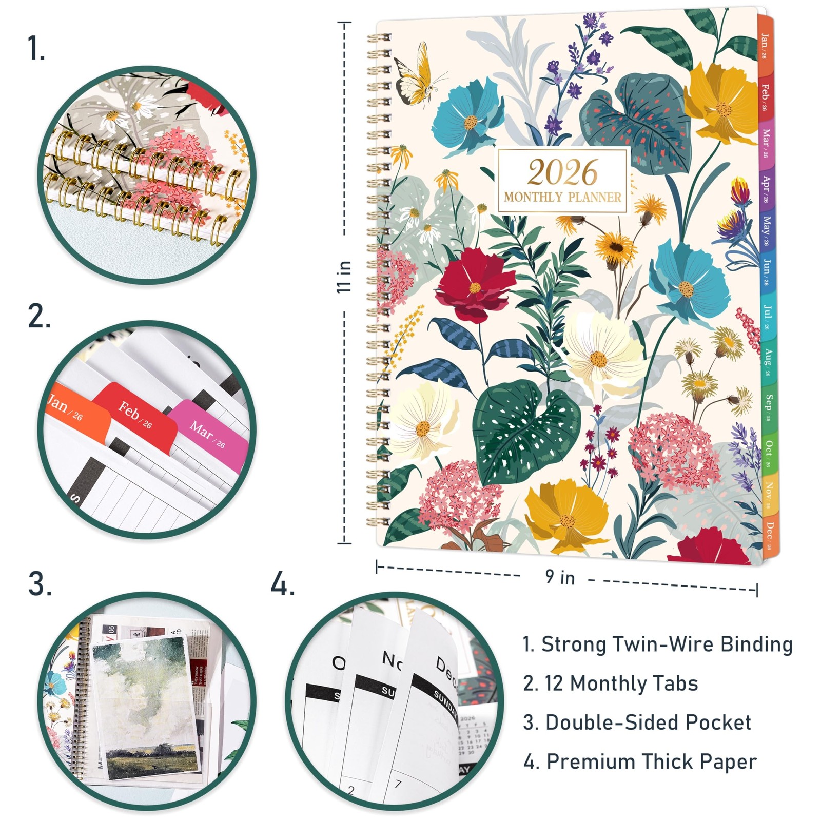 2026 Monthly Planner – January 2026 – December 2026, 9” x 11”, 12 Months Pl…