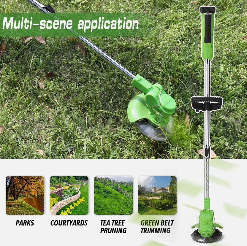 Electric Cordless Grass String Trimmer Lawn Edger Weed Wacker Cutter + 2 Battery