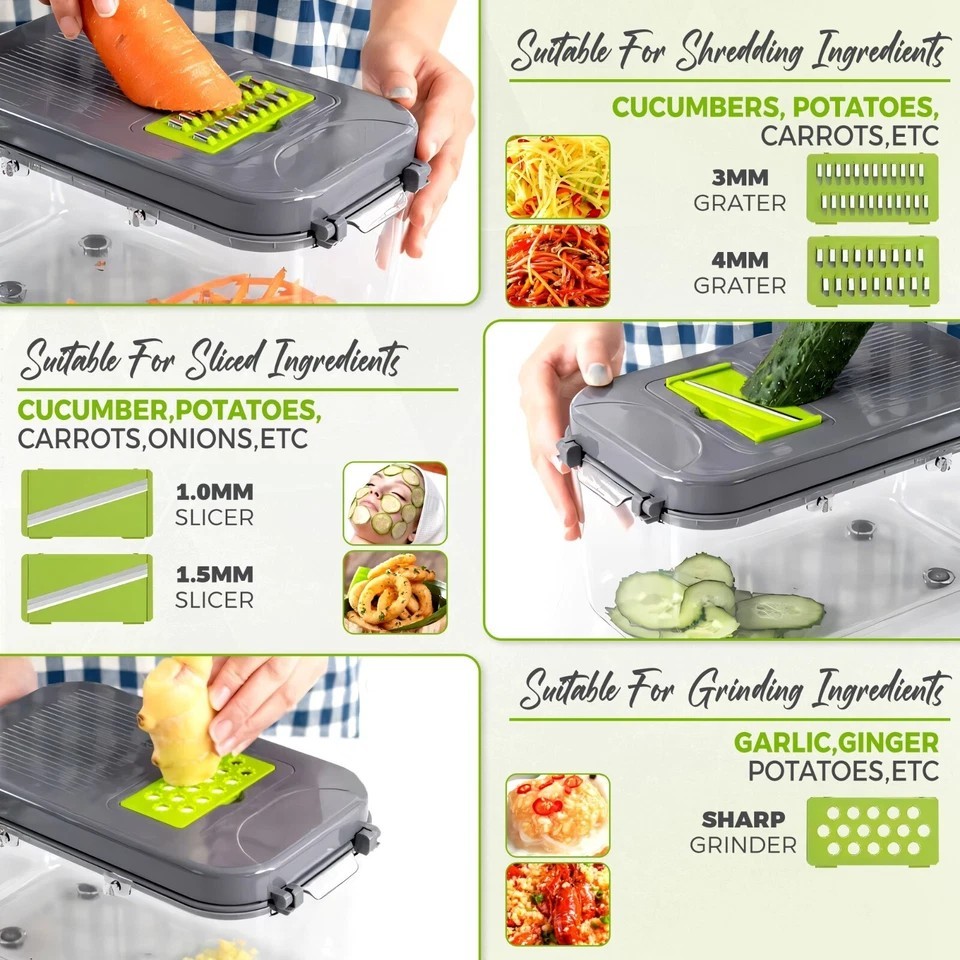 22-in-1 Multifunctional Vegetable Chopper Slicer Fruit Cutter Durable Tool