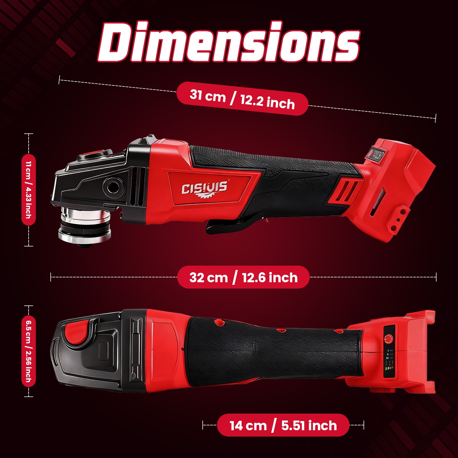 Cisivis Cordless 4-1/2″ Brushless Angle Grinder for Milwaukee M18 Battery