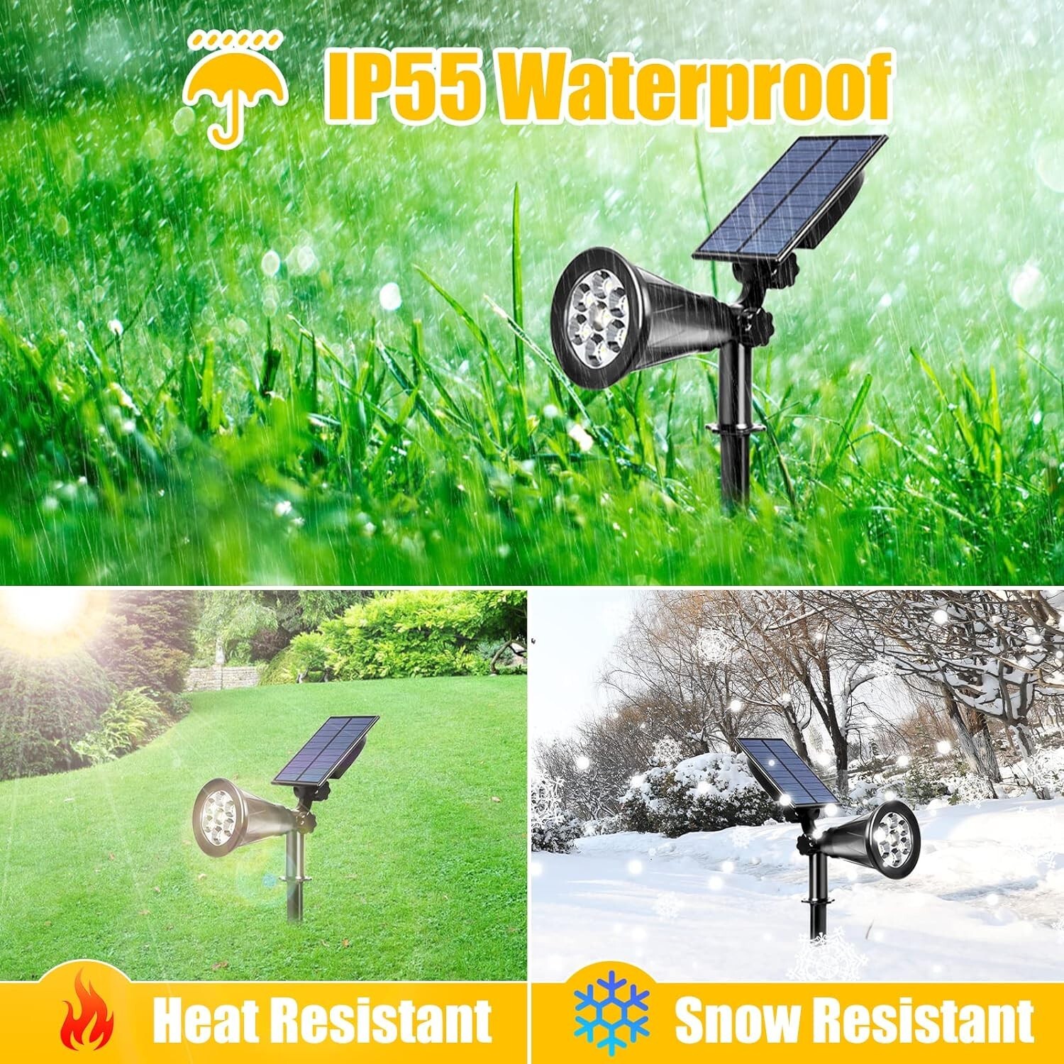T-SUN 7 LED Solar Spotlights Super Bright Outdoor Security Garden Landscape Lamp
