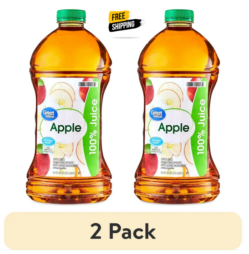 (2 pack) Great Value 100% Apple Juice, 96 fl oz